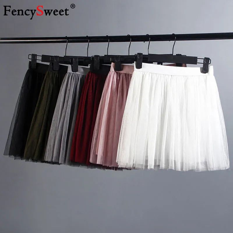 

FencySweet 4 Layered Skirts Womens Mini Tulle Skirt Pleated Tutu Skirt Ball Gown Party Lolita Petticoat Bridesmaids Skirts Gray