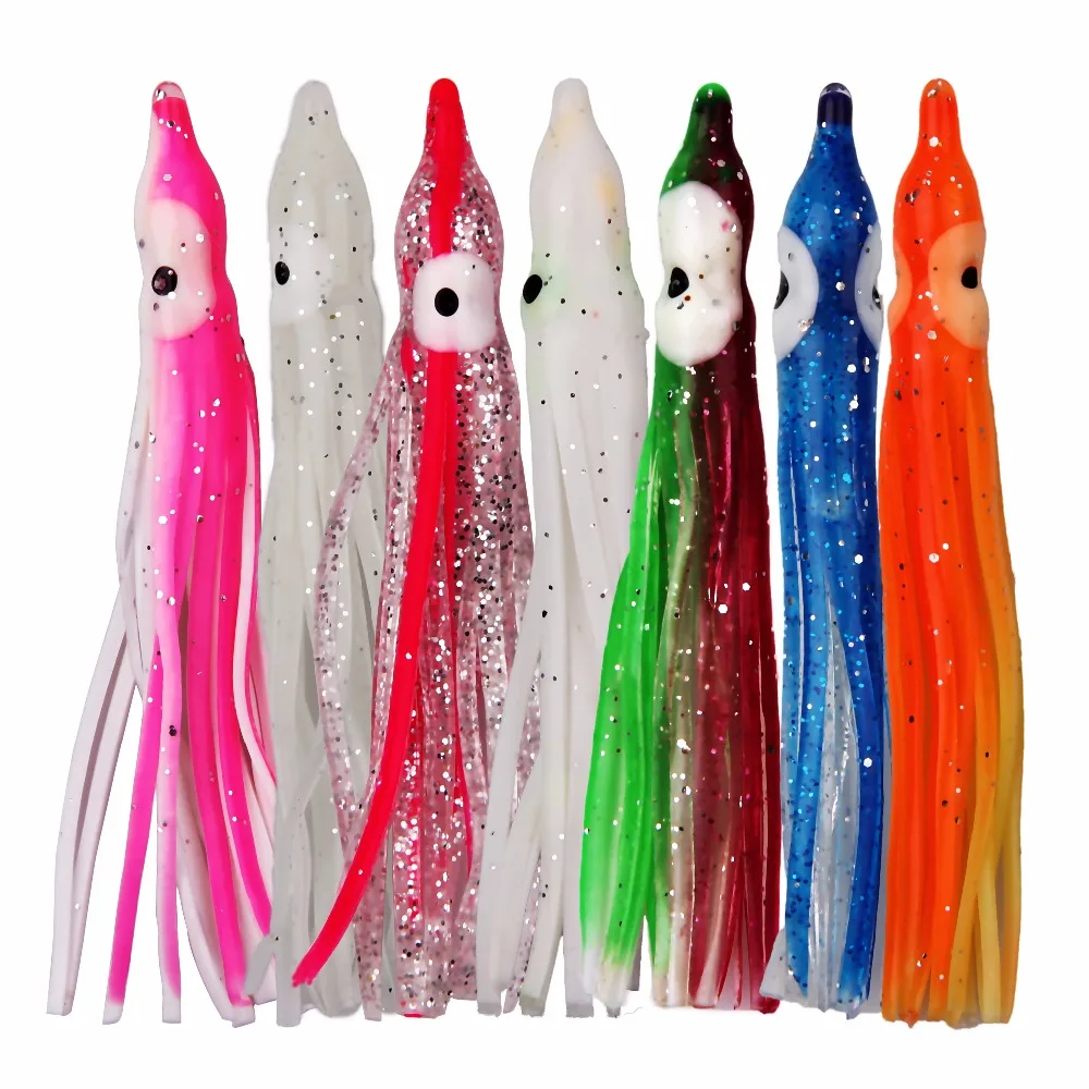 

10pcs/Bag 8cm Soft Plastic Octopus Fishing Lures For Jigs Mixed Color Silicone Squid Skirts Octopus Artificial Jigging Bait
