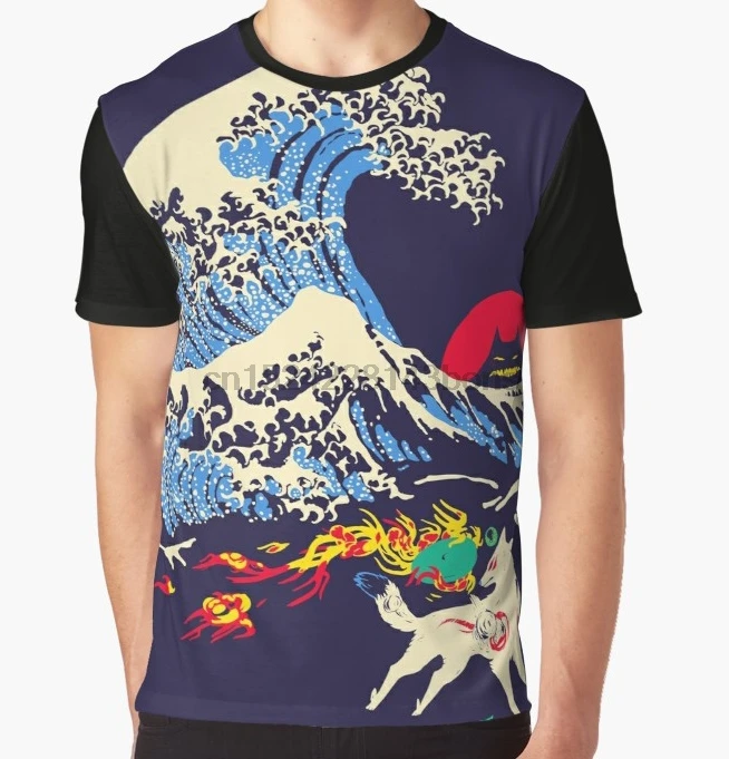 

All Over Print T-Shirt Men Funy tshirt The Great Wave off Oni Island Short Sleeve O-Neck Graphic Tops Tee women t shirt