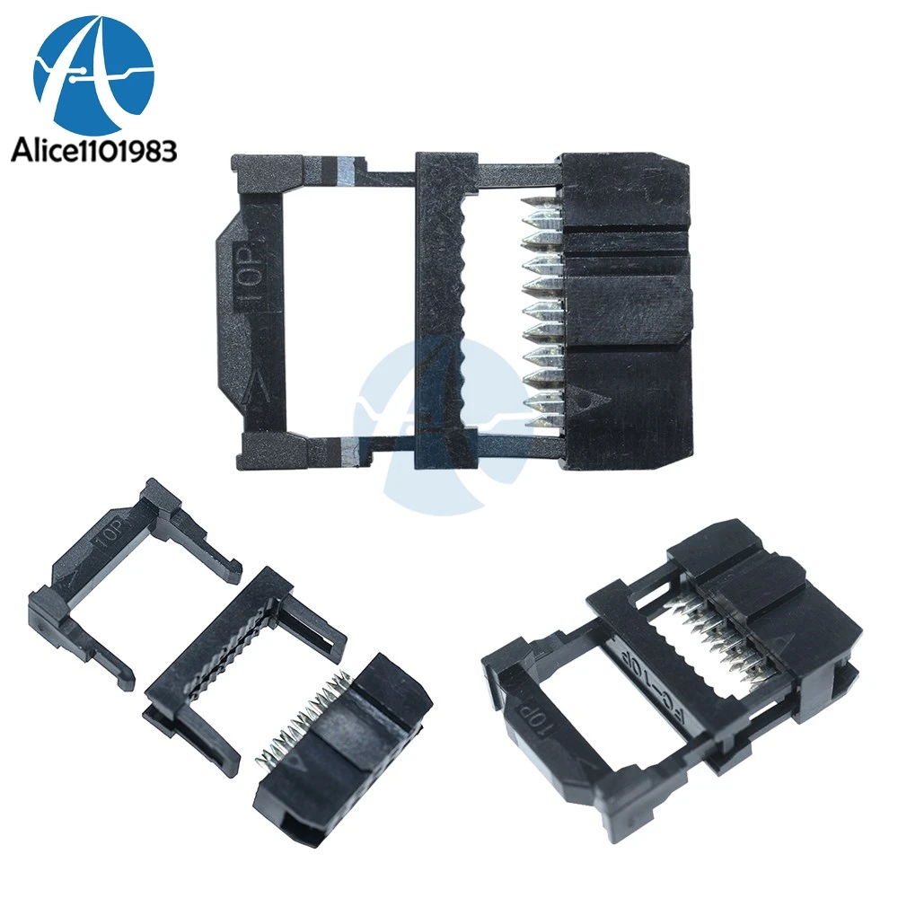 10Pcs 2.54mm Pitch 2x5 Pin 10 Pin IDC FC Female Header Socket Connector FC-10