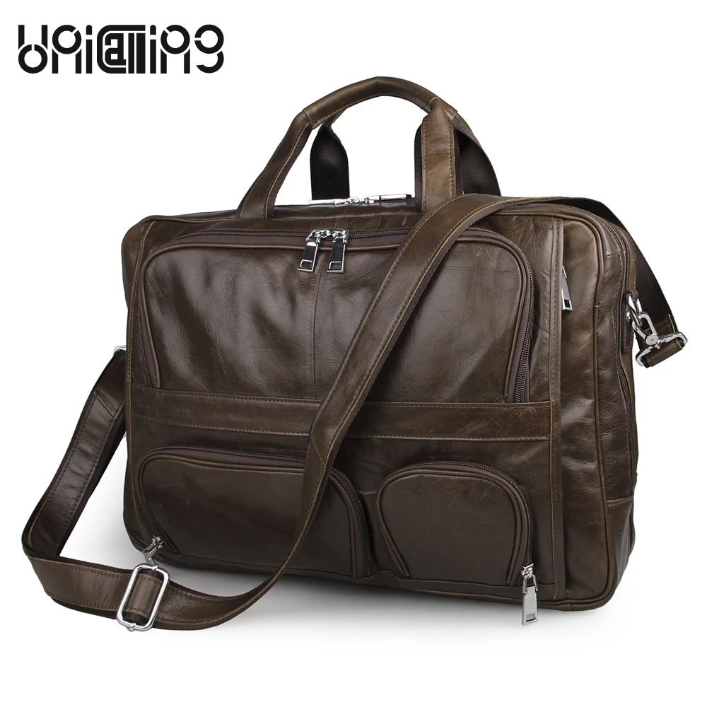 Men s business bag handbag genuine leather large capacity brand high grade quality cow leather laptop