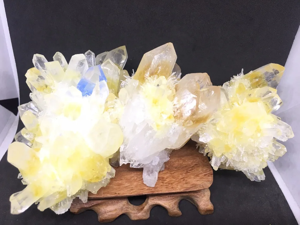 

Natural beautiful reiki quartz crystal bismuth titanium cluster specimen