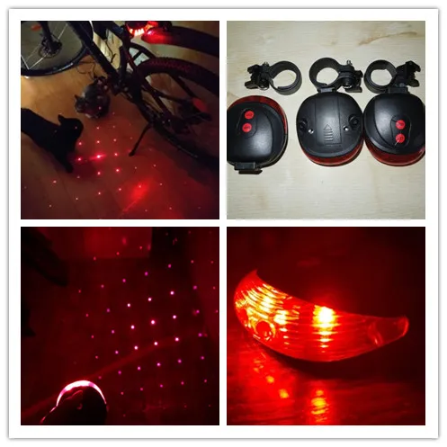 Top High Quality bicycle laser lights LED Flashing Lamp Tail Light Rear Cycling Bicycle Bike Safety Warning 5 red Led light modes 5