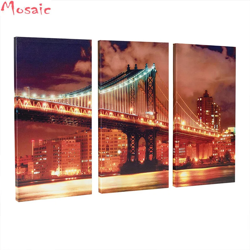 

3D DIY Diamond mosaic 3pcs Brooklyn Bridge scenery Full square Diamond painting Cross stitch full square Diamond embroidery