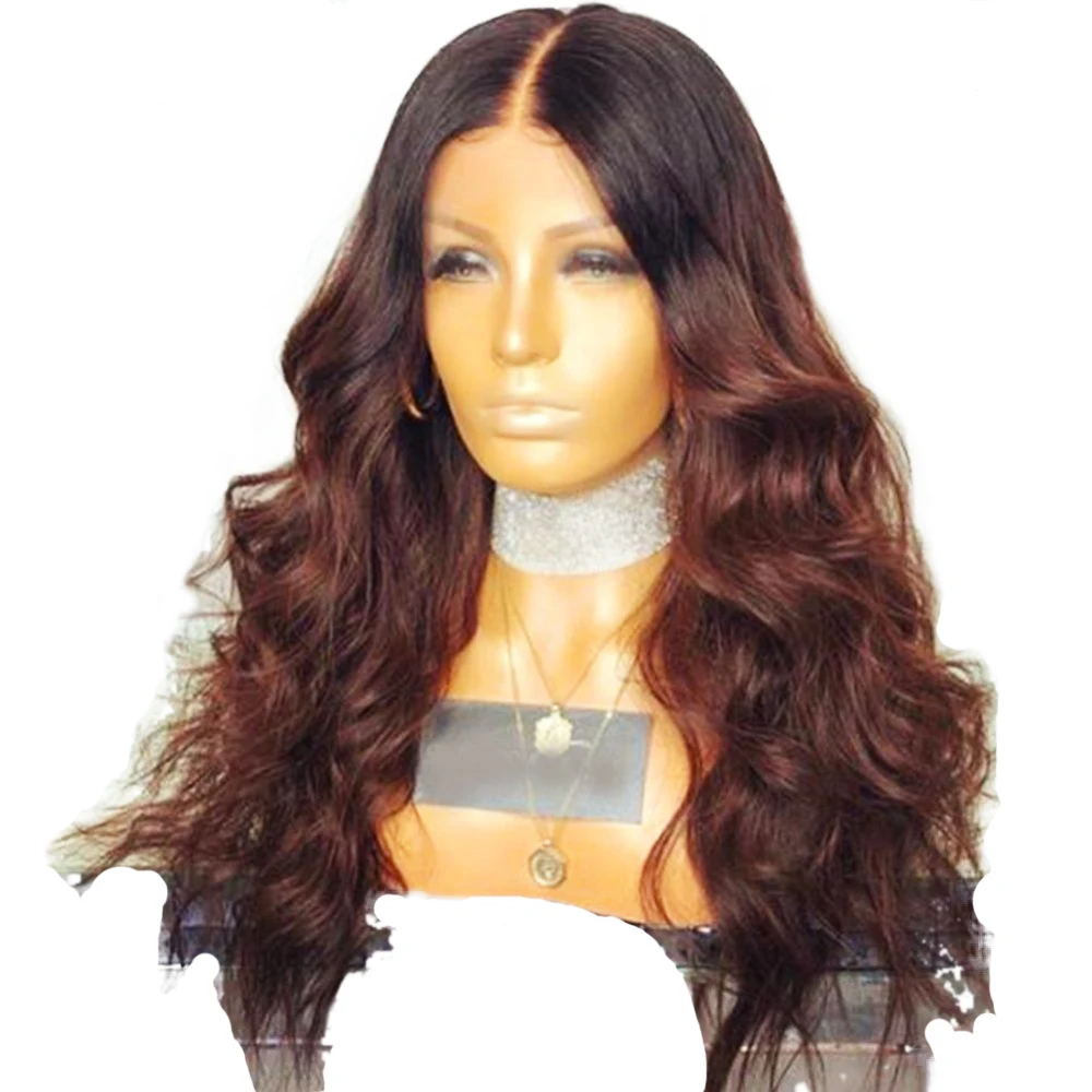 

SimBeauty 1BT33 Ombre Color 13x6 Lace Frontal Human Hair Wigs 130%- 180 Density Body Wave Brazilian Remy Hair Glueless For Women