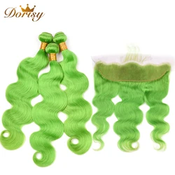 Pre Colored Green Body Wave Bundles With Closure Human Hair Bundles With Frontal Lace Frontal With Peruvian Remy Hair Bundles Pre Colored Green Body Wave Bundles With Closure Human Hair Bundles With Frontal Lace Frontal With Peruvian Remy Hair Bundles