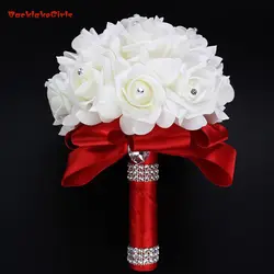 2018 элегантный насыщенного синего цвета фиолетовый красный фуксия роза искусственный свадебный цветы невесты букет Свадебный букет