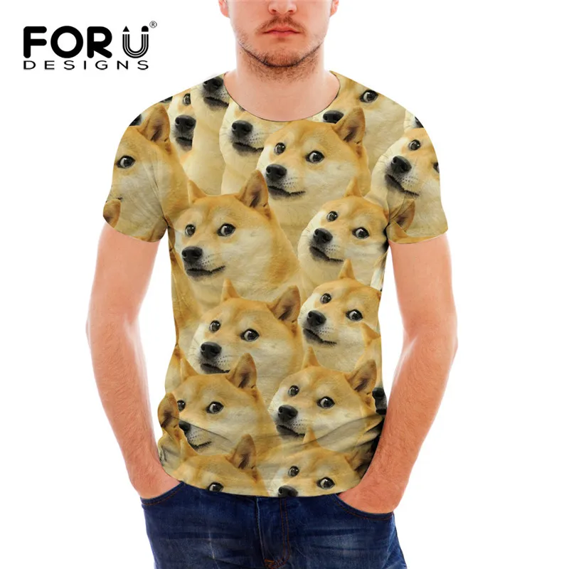 

FORUDESIGNS Harajuku Style Doge Tee Shirt for Men/Women Summer Short Sleeve Hip Hop Tees Yellow Animal Dogs Print T-shirt Homme