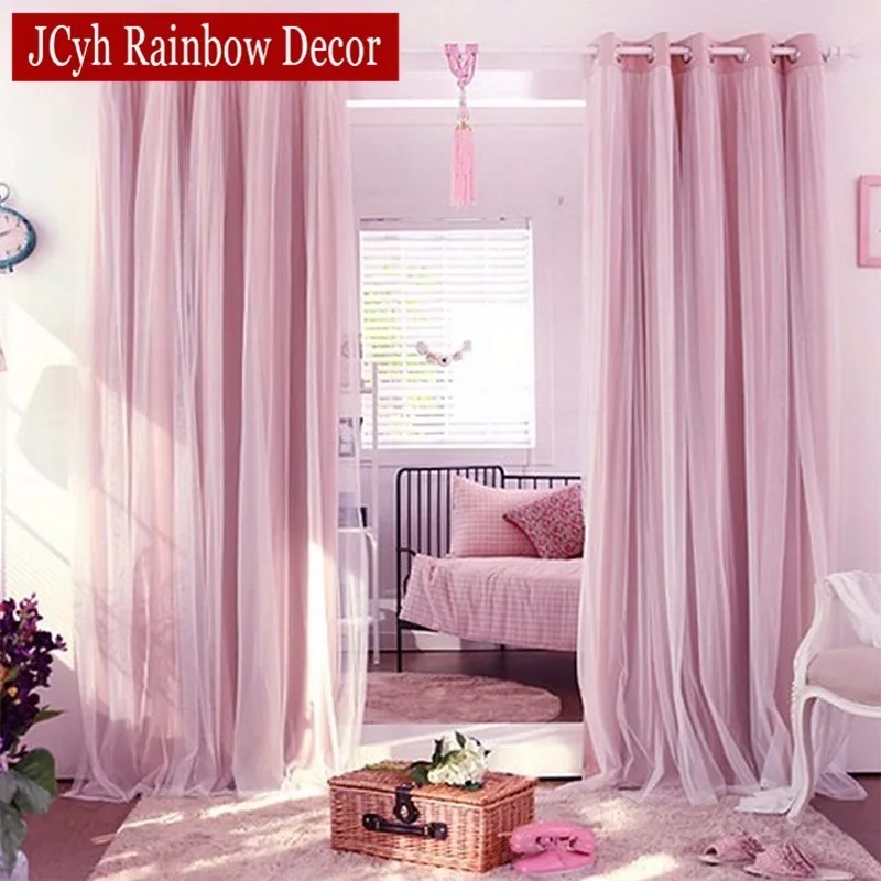 Korean Style Blackout Curtains+voile Curtains For Living Room Bedroom
