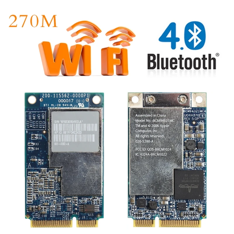 2.4 г + 5 г 270 м Wi-Fi Беспроводной Mini pci-e карты для Apple MacBook bcm94321mc 661-3874 Новинка 2017 года