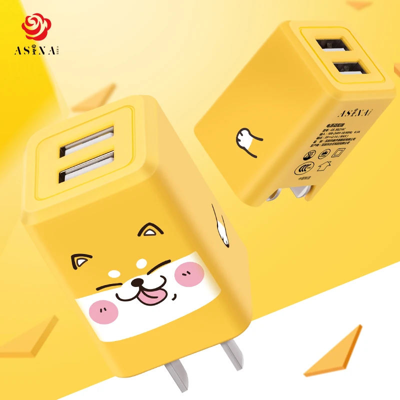 ASINA 5 в 2.1A двойной зарядное устройство на стене адаптер для мобильного телефона зарядное устройство милый мультфильм Quick Charge iPhone samsung Xiaomi