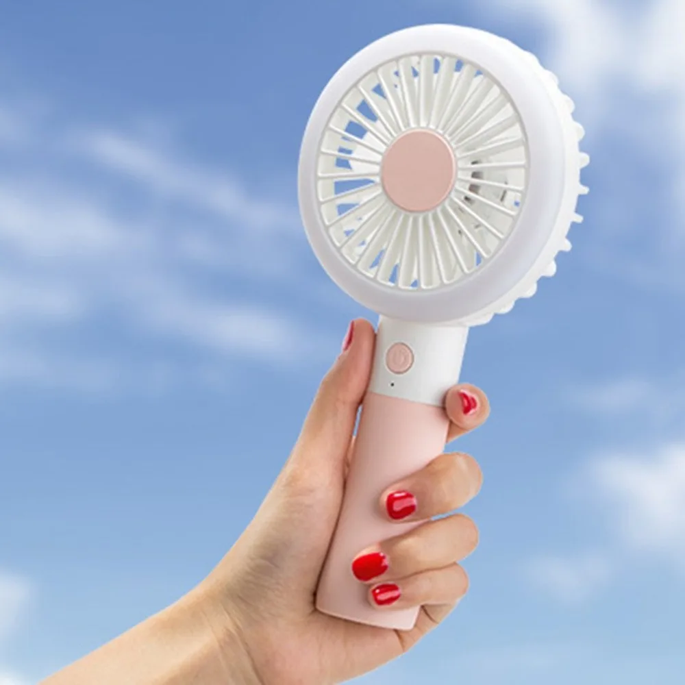 

Portable Handheld Summer Cooling Fan Electric USB Power Mini Fan Cooler With LED Light for Home Office Gift
