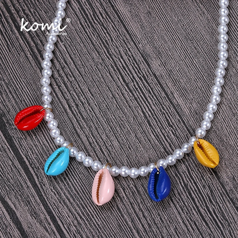 KOMi 20Styles Bohemian Natural Stone Pearls Collar Pendant Necklace for Women Ethnic Chokers Shell Chain Statement Necklace Gift