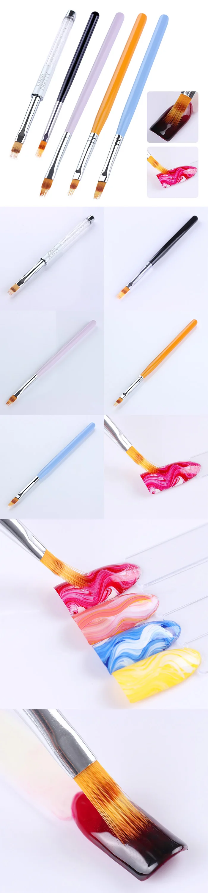 1 шт градиентная Кисть для ногтей ручка для рисования УФ-гель Кисть для рисования Стразы с деревянной ручкой Инструмент для маникюра