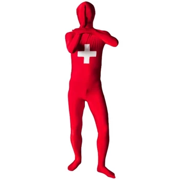 

(AL107) Switzerland Lycra Spandex Flag Zentai Suits Halloween Party Costume Fetish Zentai Wear