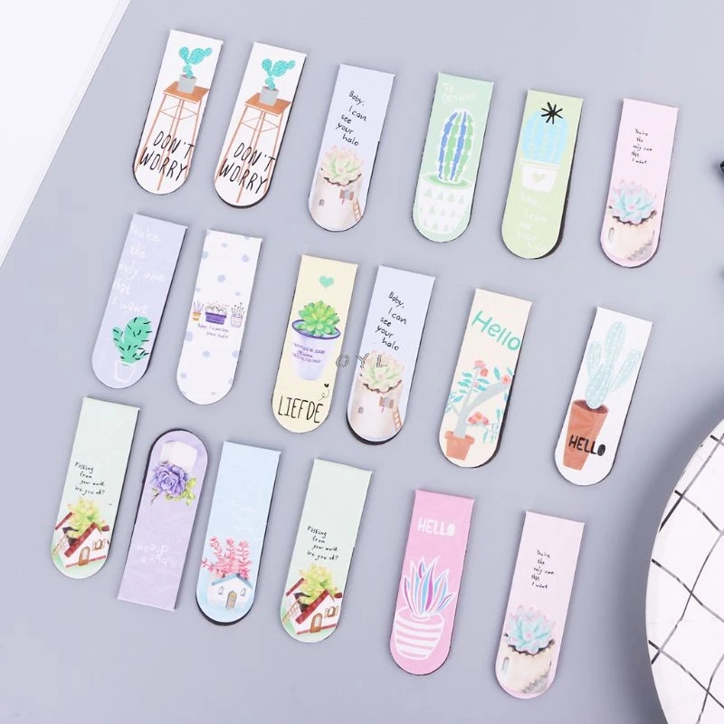 

6pcs/set Fresh Cactus Magnetic Bookmarks Book Marker Page Clip Office Supplies School Office Supply Paper Clip