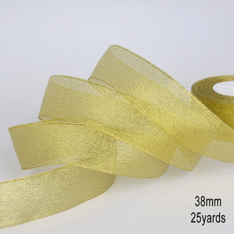 Полиэфирная плоская веревка, 25 ярдов/партия, Золотая/серебряная Свадебная подарочная упаковка, ленточный канат 7 мм-38 мм, самодельный декоративный шнур ручной работы