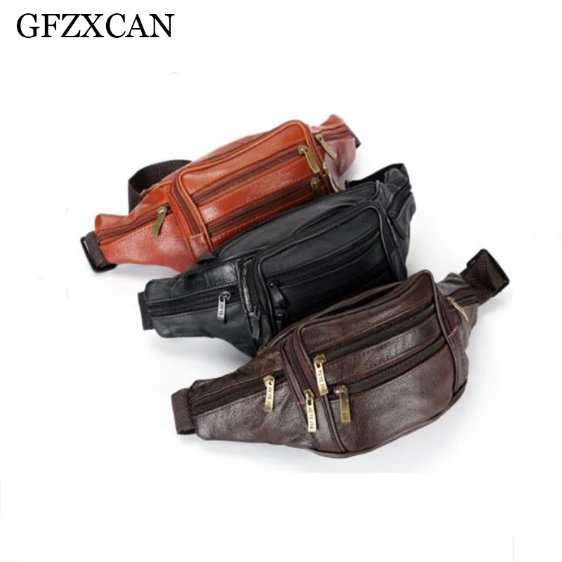 

GFZXCAN brand fashion men's leather purse multi-function leisure travel pockets sports outdoor belt mobile phone bag