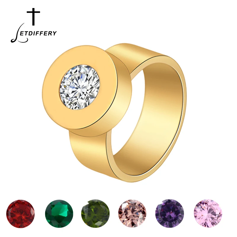 

Letdiffery 7 Colors Crystal bague femme Stainless Steel Interchangeable CZ Stone Ring Can Drop Shipping