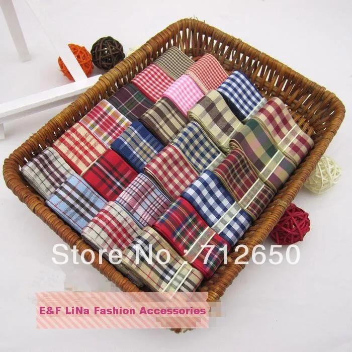 

Free shipping 24 Yards Mixed 24 style, 1" (25mm) width,styles polyester scottish tartan,gingham ribbon,bow decorative