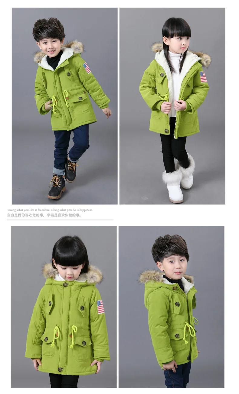 New Children Winter Clothing Coats Boys Girls Warm Jackets Park Hooded Slim Kids Outerwear Clothes Costumes Boys Windproof Coat