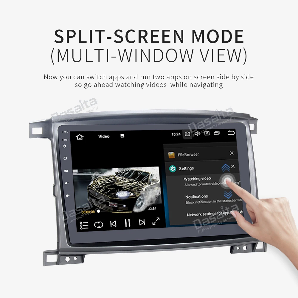 Flash Deal Dasaita 1 Din Car Radio Android 9.0 for Toyota LC 100 Land Cruiser 100 2003 GPS Navigation 10.2" IPS TouchScreen MP3 1080P Video 2