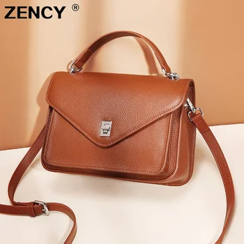 

ZENCY NEW Fashion Natural Genuine Cow Leather Women's Bags Female Cowhide Handbag Long Strap Tote Messenger Handle Bag Purse