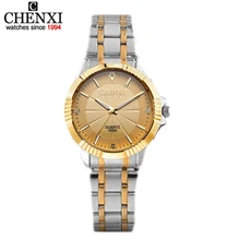 CHENXI Model New Design Feminine Fashions Watch Girls Vogue Stainless Metal Bracelet Quartz Clock Feminine Golden Wrist Watches