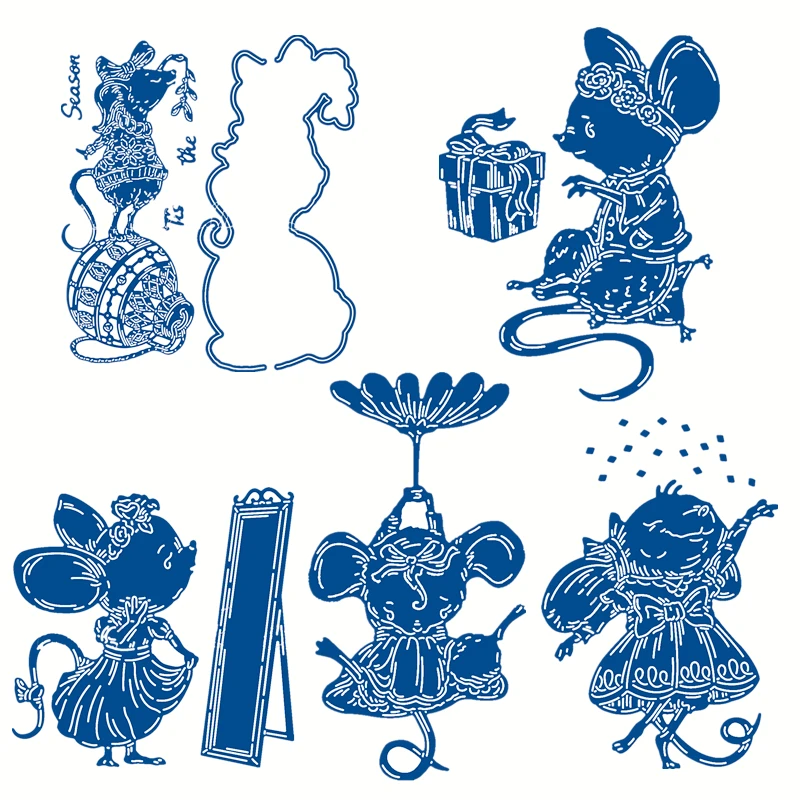 

Mouse Look in Mirror Jump with Flower Metal Cutting Dies for Scrapbooking Photo Album Card Making Decorative Stencils New 2019