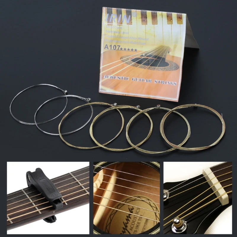6pcs/set A107 Acoustic Guitar String Steel Core Copper Alloy Wound With