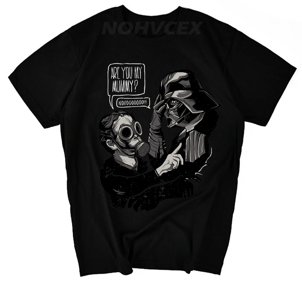 

Are You My Mummy Darth Vader T Shirt Funny Doctor Who Star Wars mashup design featuring Lord Vader and the Empty Child