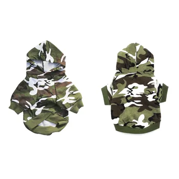 

XS S M L Dog Cat Clothes for Boys Puppy Camo Hoodie Pet Tee Shirt Green Sweatshirt