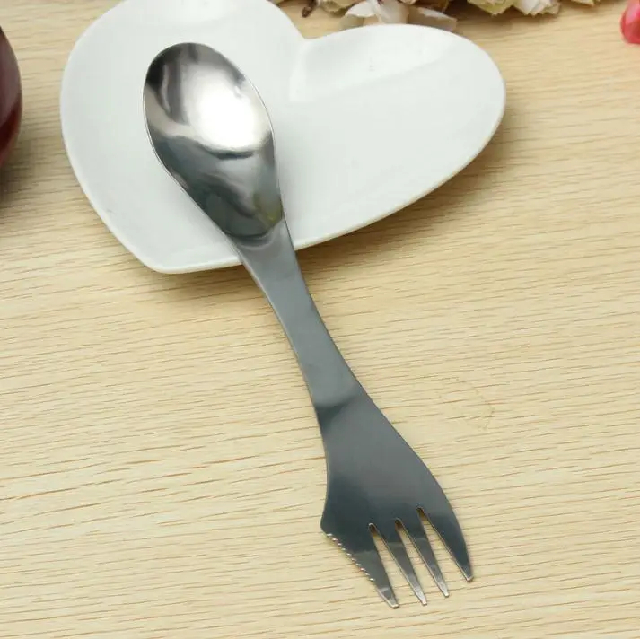 Вилка ложка spork 3 в 1 посуда из нержавеющей стали столовые приборы набор посуды Кухня Пикник scoop/нож/вилка комплект SN1462