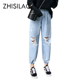 

Summer Ripped Jeans 2019 Boyfriends Straight Mom Jeans Vintage Jeans Femme Street Loose Harem High Waist Denim Pants Mujer