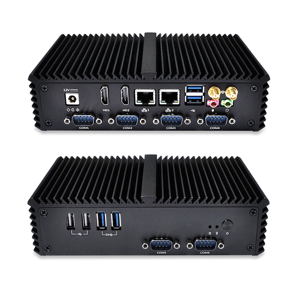 Qotom Q310P Fanless Aluminium Alloy Mini PC Computer Celeron 3215U Tiny Nettop LAN COM USB HD