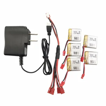 

5PCS 3.7V 380mah lithium battery with US regulations and 1 support 5 charging cable for SYMA X21 X21W x26 quadcopter spare parts