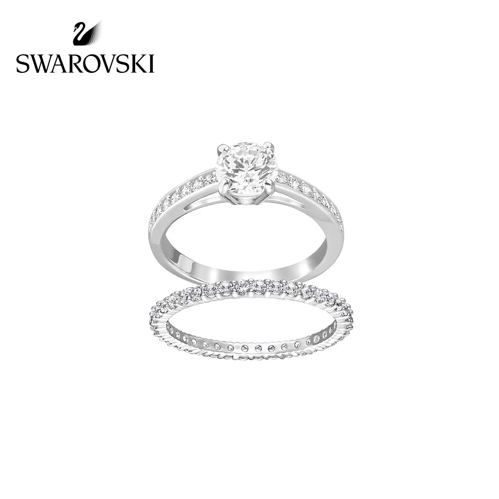 Original Genuine Swarovski I DO Simple and atmospheric lovers ring fine ring crystal ring womens Hand ornament jewelry 5184979