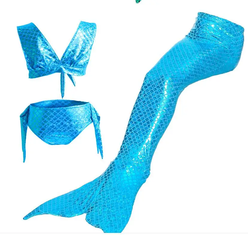 Комплект из 3 предметов; Костюм Русалки для плавания; Детский карнавальный костюм Zeemeerminstaart Cola De Sirena Cauda De Sereia - Цвет: Style 2