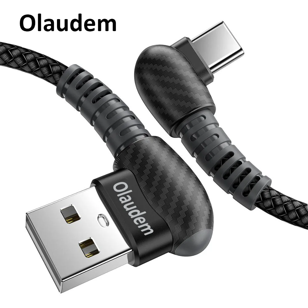 Olaudem 90 Degree Nylon Braided USB C Type Cable for Huawei P10 Fast