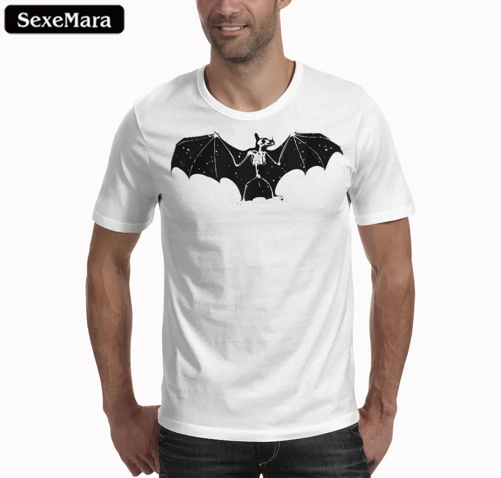 Bat Print T Shirt Mens 2018 Short Sleeve Emoji Funny cartoon T shirts