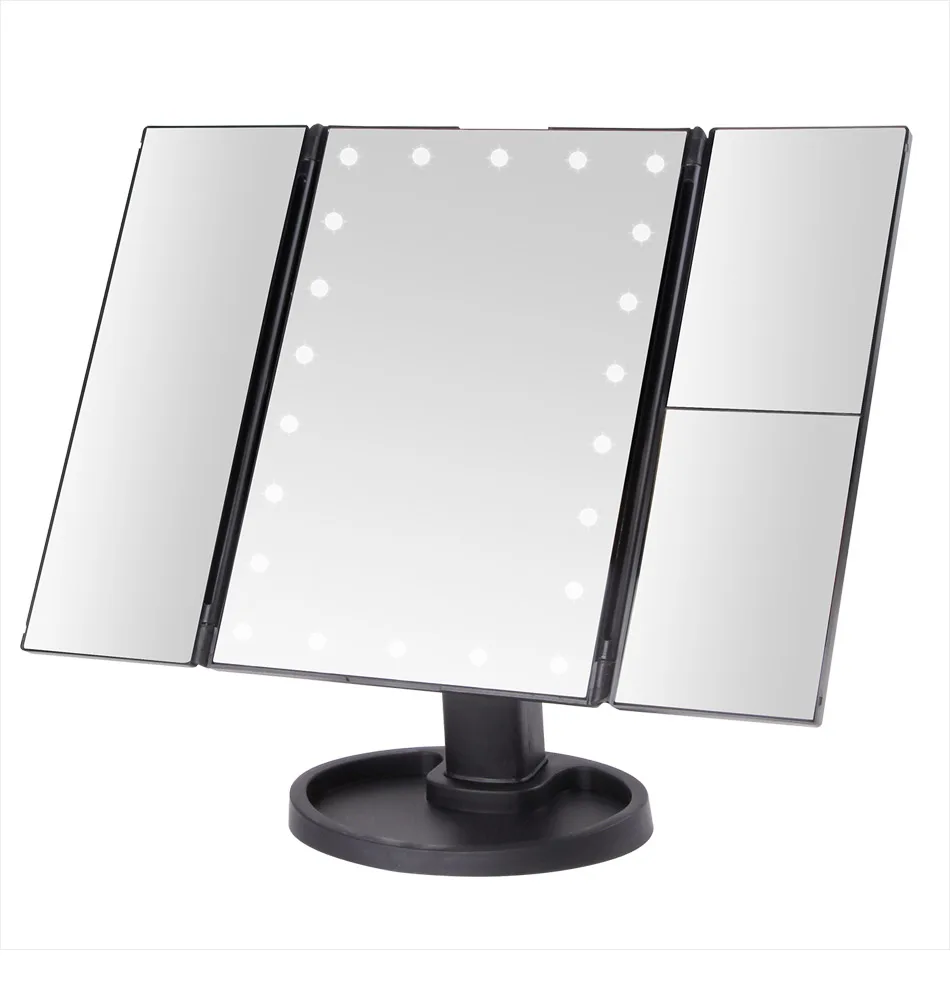 Светодиодный 22 Свет сенсорный экран туалетный столик макияж зеркало с 3 Складные регулируемые увеличительные 1X/2X/3X/10X гибкое зеркало косметическое обеспечение