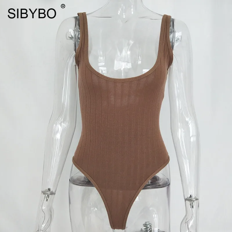 SIBYBO Ribbed Knitted Sexy Bodysuits Women Black Sleeveless Summer Slim Rompers Womens Jumpsuit Basic Playsuit Womens Tops SIBYBO Ribbed Knitted Sexy Bodysuits Women Black Sleeveless Summer Slim Rompers Womens Jumpsuit Basic Playsuit Womens Tops