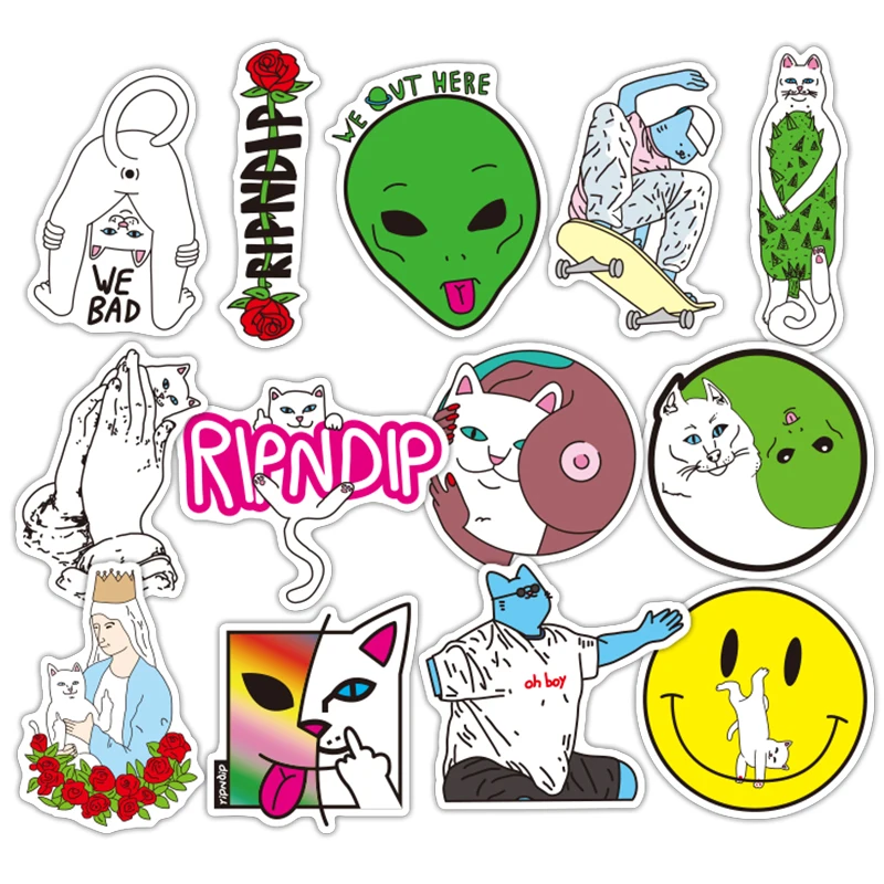 AQK 50 قطعة أزياء Ripndipp ملصقات الكتابة على الجدران مضحك بارد Rip N Dip ملصقا ل لوح التزلج المحمول الأمتعة الغيتار الثلاجة سيارة صائق