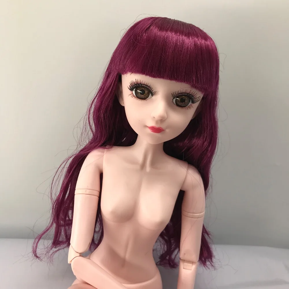 Cheap 18 Moveable Jointed 60cm 1 3 BJD Dolls 3D Eyes Female Naked Nude Women Doll Body With Shoes Fashion Dolls Toy For Girls Gift