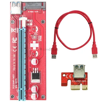 

PCI-E 1X to 16X Graphics Card Extension Data SATA Cable For VER007S BTC Miner DIY Red
