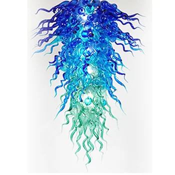 

New Arrival Cheap Blue and Green Modern Chandeliers Hotel Lobby Big LED Chandelier for Art Decoration