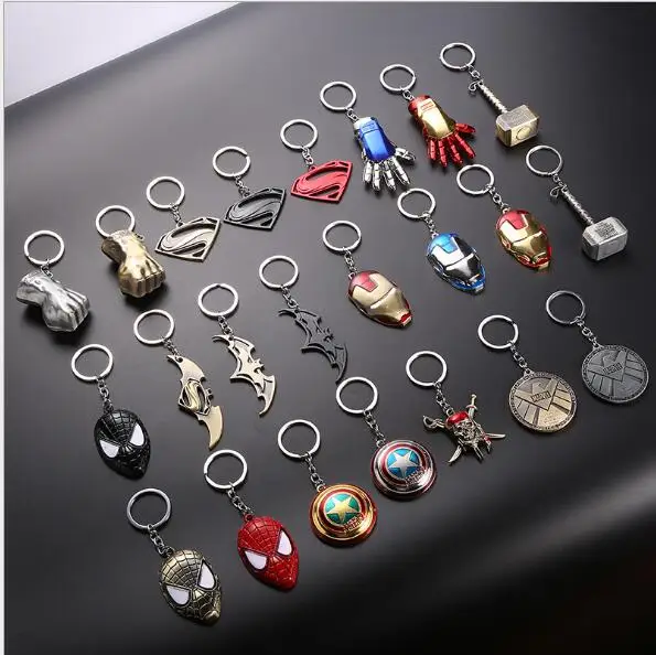 

Children's gift Metal Marvel Avengers Captain America Shield Spider man Iron man Mask Key chain