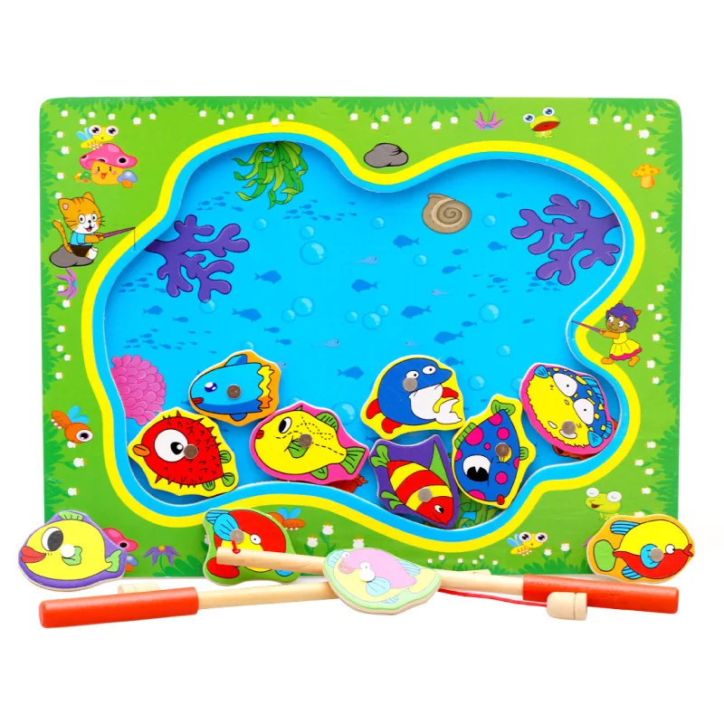 

OUY Jingle Wood Wooden Children Parenting Interest Alpinia Oxyphylla Magnetic Double Pole Go Fishing Toys Retail