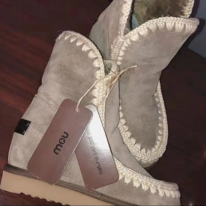 

Mou winter women crystal drill mini boots leather ESKISNEPTC wool warm short boots real leather genuine wool sheepskin botas