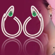 SINLEERY индивидуальный дизайн зеленый кубический цирконий серьги гвоздики для женщин Роскошные ювелирные изделия CZ048 SSH